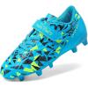 DREAM PAIRS Boys Girls Soccer Cleats Kids Football Shoes for Little/Big Kid SDSO2307K(Royal Blue/Neon Green)