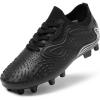 DREAM PAIRS Boys Girls Soccer Cleats Kids Football Shoes for Little/Big Kid(Black/Grey)