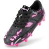 DREAM PAIRS Boys Girls Soccer Cleats Kids Football Shoes for Little/Big Kid(Black/Hot Pink)