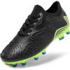 DREAM PAIRS Boys Girls Soccer Cleats Kids Football Shoes for Little/Big Kid(Black/Neon Green)