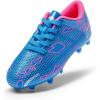 DREAM PAIRS Boys Girls Soccer Cleats Kids Football Shoes for Little/Big Kid(Blue/Hot Pink)