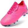 DREAM PAIRS Boys Girls Soccer Cleats Kids Football Shoes for Little/Big Kid(Hot Pink/Royal Blue)