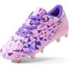 DREAM PAIRS Boys Girls Soccer Cleats Youth Firm Groud Athletic Outdoor Trainning Football Shoes for Little/Big Kid(Pink/Purple)