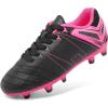 DREAM PAIRS Boys Girls Soccer Football Cleats Shoes for Little Kid/Big Kid(Black/Fuchsia/Light/Grey)
