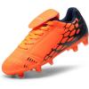 DREAM PAIRS Boys Girls Soccer Football Cleats Shoes for Little/Big Kid(Orange/Navy)