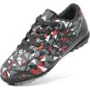 DREAM PAIRS Boys Girls Turf Indoor Soccer Shoes Lace Up Cleats for Little/Big Kid(Black/Red)