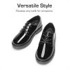 DREAM PAIRS Boys Girls Dress Shoes Kids Uniform Formal Classic Oxfords Lace-up for Toddler Little Big Kid(Black-pat)