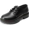 DREAM PAIRS Boys Girls Dress Shoes Kids Uniform Formal Classic Oxfords Lace-up for Toddler Little Big Kid(Black-pu)