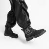 DREAM PAIRS Boys Girls Combat Ankle Boots Cowboy Cowgirl Western Embroidered Side Zipper Booties Toddler/Little Kid/Big Kid(Black)