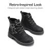 DREAM PAIRS Boys Girls Combat Ankle Boots Cowboy Cowgirl Western Embroidered Side Zipper Booties Toddler/Little Kid/Big Kid(Black)