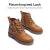 DREAM PAIRS Boys Girls Combat Ankle Boots Cowboy Cowgirl Western Embroidered Side Zipper Booties Toddler/Little Kid/Big Kid(Brown)
