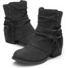 DREAM PAIRS Girls Ankle Boots Side Zipper Low Heels Boots Little Kid/Big Kid(Black)