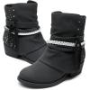 DREAM PAIRS Girls Ankle Boots Side Zipper Low Heels Boots Little Kid/Big Kid(Black/Silver)