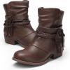 DREAM PAIRS Girls Ankle Boots Side Zipper Low Heels Boots Little Kid/Big Kid(Brown)