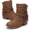 DREAM PAIRS Girls Ankle Boots Side Zipper Low Heels Boots Little Kid/Big Kid(Camel)