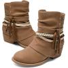DREAM PAIRS Girls Ankle Boots Side Zipper Low Heels Boots Little Kid/Big Kid(Camel/Gold)