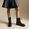 DREAM PAIRS Girls Boys Combat Ankle Boots Side Zipper Shoes with Lace Up for Toddler/Little Kid/Big Kid(All Black)
