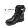 DREAM PAIRS Girls Boys Combat Ankle Boots Side Zipper Shoes with Lace Up for Toddler/Little Kid/Big Kid(Black)