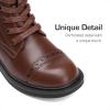 DREAM PAIRS Girls Boys Combat Ankle Boots Side Zipper Shoes with Lace Up for Toddler/Little Kid/Big Kid(Brown)