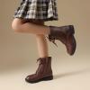 DREAM PAIRS Girls Boys Combat Ankle Boots Side Zipper Shoes with Lace Up for Toddler/Little Kid/Big Kid(Brown)