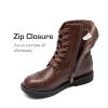 DREAM PAIRS Girls Boys Combat Ankle Boots Side Zipper Shoes with Lace Up for Toddler/Little Kid/Big Kid(Brown)