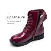 DREAM PAIRS Girls Boys Combat Ankle Boots Side Zipper Shoes with Lace Up for Toddler/Little Kid/Big Kid(Burgundy)