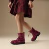 DREAM PAIRS Girls Boys Combat Ankle Boots Side Zipper Shoes with Lace Up for Toddler/Little Kid/Big Kid(Burgundy)