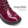 DREAM PAIRS Girls Boys Combat Ankle Boots Side Zipper Shoes with Lace Up for Toddler/Little Kid/Big Kid(Burgundy)