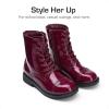 DREAM PAIRS Girls Boys Combat Ankle Boots Side Zipper Shoes with Lace Up for Toddler/Little Kid/Big Kid(Burgundy)
