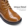DREAM PAIRS Girls Boys Combat Ankle Boots Side Zipper Shoes with Lace Up for Toddler/Little Kid/Big Kid(Tan)