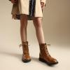 DREAM PAIRS Girls Boys Combat Ankle Boots Side Zipper Shoes with Lace Up for Toddler/Little Kid/Big Kid(Tan)
