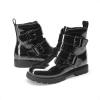 DREAM PAIRS Girls Boys Glitter Ankle Boots Side Zipper Combat Shoes with Buckles Toddler/Little Kid/Big Kid(Black)