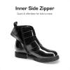 DREAM PAIRS Girls Boys Glitter Ankle Boots Side Zipper Combat Shoes with Buckles Toddler/Little Kid/Big Kid(Black)