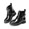 DREAM PAIRS Girls Boys Glitter Ankle Boots Side Zipper Combat Shoes with Buckles Toddler/Little Kid/Big Kid(Black)