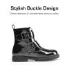 DREAM PAIRS Girls Boys Glitter Ankle Boots Side Zipper Combat Shoes with Buckles Toddler/Little Kid/Big Kid(Black)