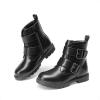 DREAM PAIRS Girls Boys Glitter Ankle Boots Side Zipper Combat Shoes with Buckles Toddler/Little Kid/Big Kid(Black-pu)