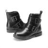 DREAM PAIRS Girls Boys Glitter Ankle Boots Side Zipper Combat Shoes with Buckles Toddler/Little Kid/Big Kid(Black-pu)