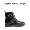 DREAM PAIRS Girls Boys Glitter Ankle Boots Side Zipper Combat Shoes with Buckles Toddler/Little Kid/Big Kid(Black-pu)