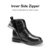 DREAM PAIRS Girls Boys Glitter Ankle Boots Side Zipper Combat Shoes with Buckles Toddler/Little Kid/Big Kid(Black-pu)