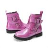 DREAM PAIRS Girls Boys Glitter Ankle Boots Side Zipper Combat Shoes with Buckles Toddler/Little Kid/Big Kid(Hot Pink)