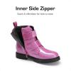 DREAM PAIRS Girls Boys Glitter Ankle Boots Side Zipper Combat Shoes with Buckles Toddler/Little Kid/Big Kid(Hot Pink)