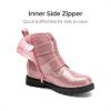 DREAM PAIRS Girls Boys Glitter Ankle Boots Side Zipper Combat Shoes with Buckles Toddler/Little Kid/Big Kid(Pink)