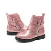 DREAM PAIRS Girls Boys Glitter Ankle Boots Side Zipper Combat Shoes with Buckles Toddler/Little Kid/Big Kid(Pink)