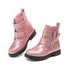 DREAM PAIRS Girls Boys Glitter Ankle Boots Side Zipper Combat Shoes with Buckles Toddler/Little Kid/Big Kid(Pink)