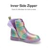 DREAM PAIRS Girls Boys Glitter Ankle Boots Side Zipper Combat Shoes with Buckles Toddler/Little Kid/Big Kid(Rainbow)