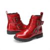 DREAM PAIRS Girls Boys Glitter Ankle Boots Side Zipper Combat Shoes with Buckles Toddler/Little Kid/Big Kid(Red)