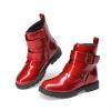 DREAM PAIRS Girls Boys Glitter Ankle Boots Side Zipper Combat Shoes with Buckles Toddler/Little Kid/Big Kid(Red)