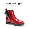 DREAM PAIRS Girls Boys Glitter Ankle Boots Side Zipper Combat Shoes with Buckles Toddler/Little Kid/Big Kid(Red)