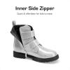 DREAM PAIRS Girls Boys Glitter Ankle Boots Side Zipper Combat Shoes with Buckles Toddler/Little Kid/Big Kid(Silver)