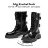 DREAM PAIRS Girls Combat Boots Side Zipper Ankle Booties Toddler/Little Kid/Big Kid(All Black)